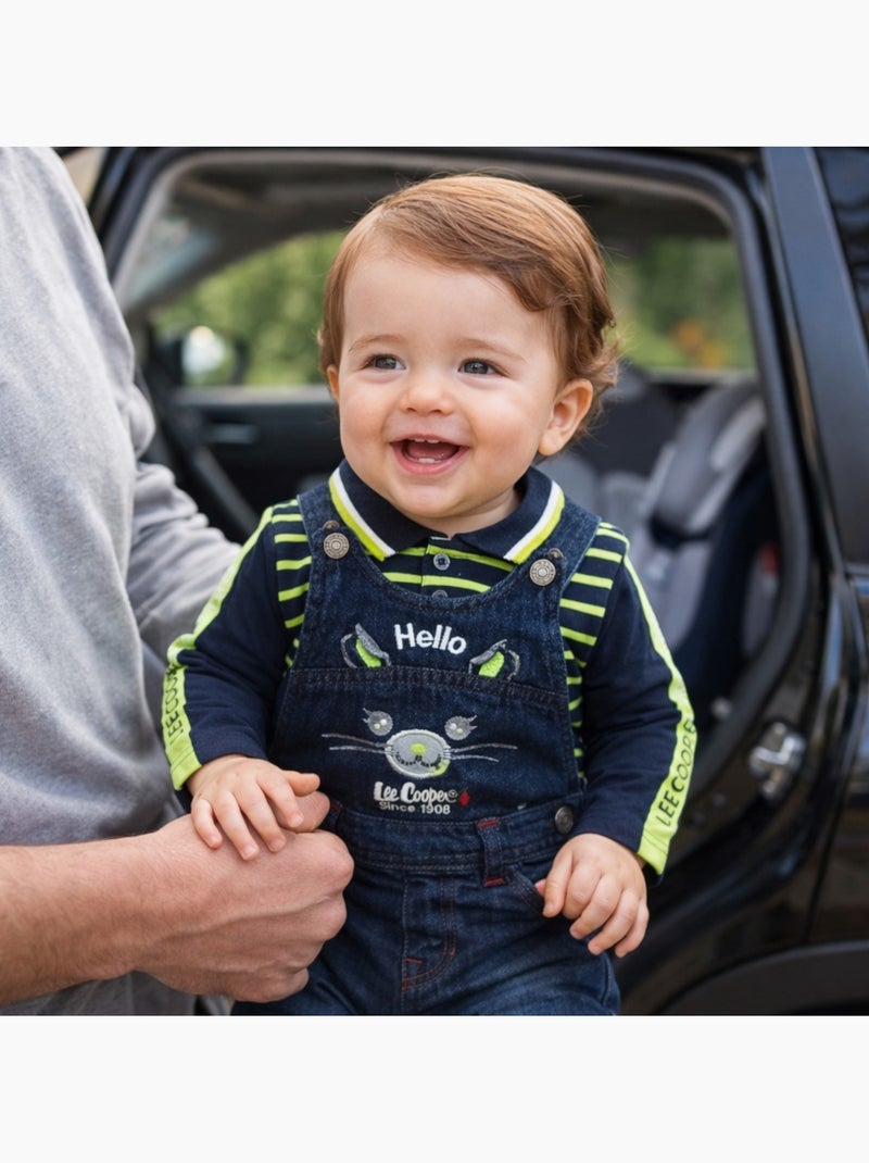 Lee Cooper - Ensemble bébé polo manches longues avec salopette Vert - Kiabi