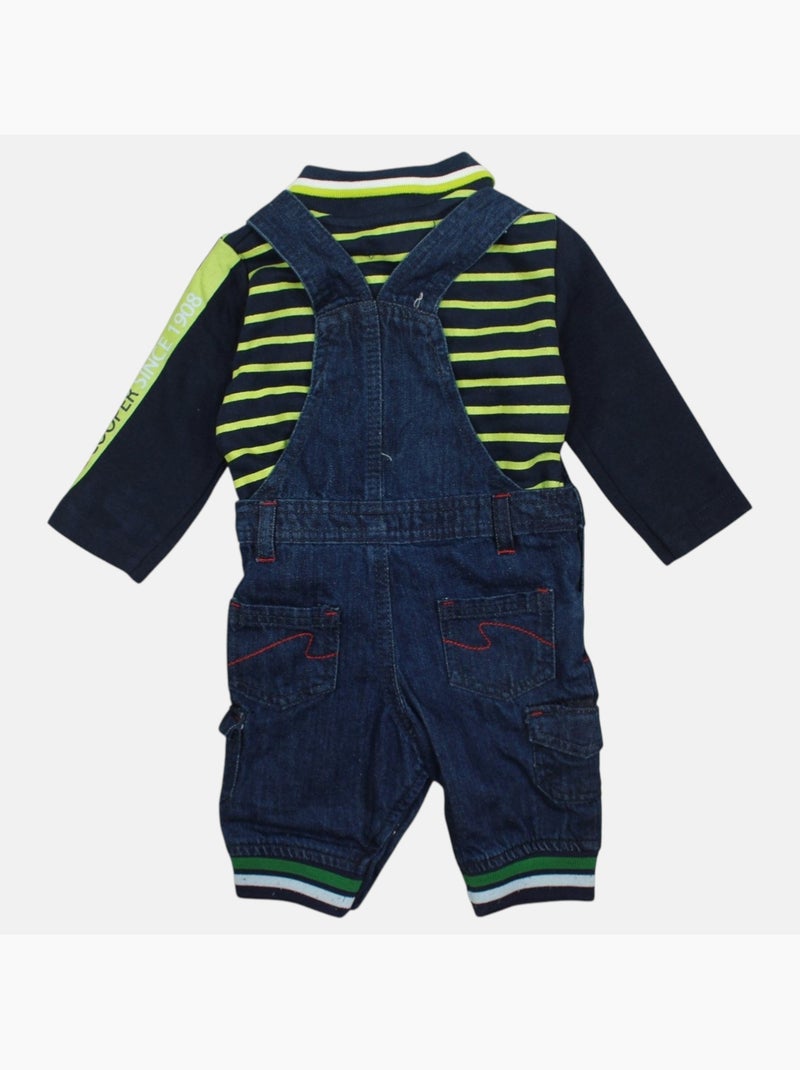 Lee Cooper - Ensemble bébé polo manches longues avec salopette Vert - Kiabi