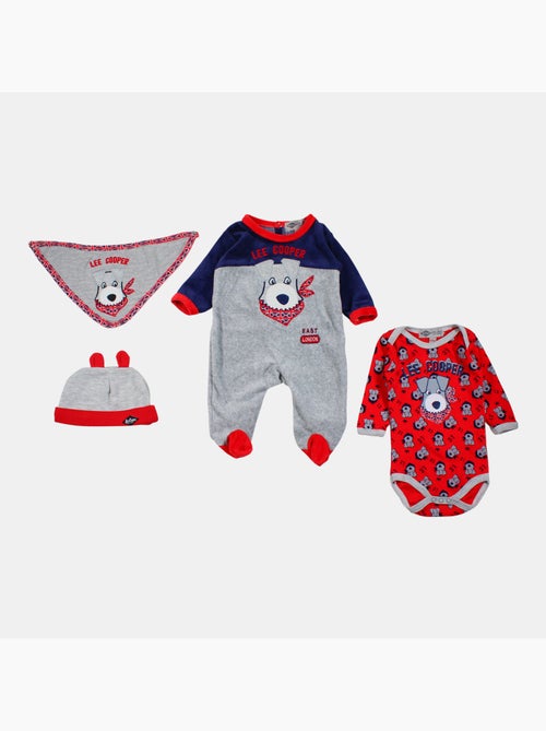 Lee Cooper - Ensemble bébé pyjama et body avec bonnet et bavoir à motif - Kiabi