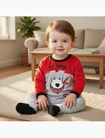Lee Cooper - Ensemble bébé pyjama et body avec bonnet et bavoir à motif