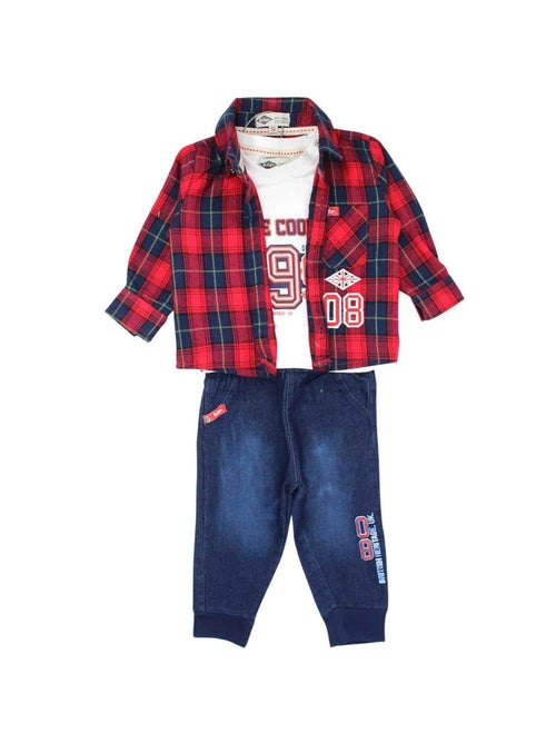 Lee Cooper - Ensemble bébé t-shirt avec chemise et pantalon - Kiabi