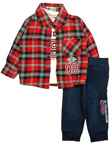 Lee Cooper - Ensemble bébé t-shirt avec chemise et pantalon