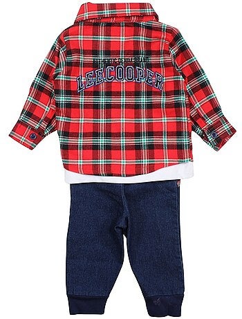 Lee Cooper - Ensemble bébé t-shirt avec chemise et pantalon