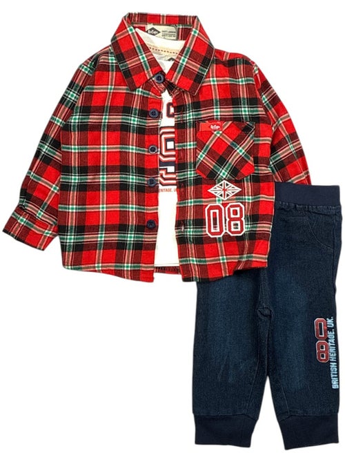 Lee Cooper - Ensemble bébé t-shirt avec chemise et pantalon - Kiabi