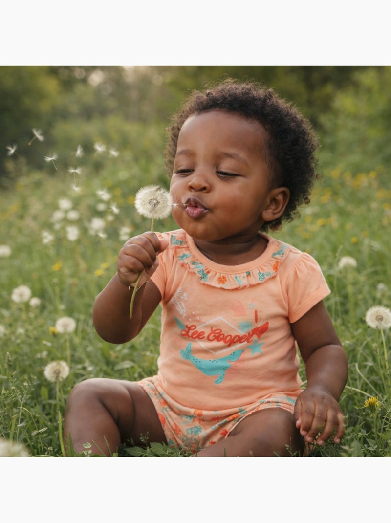 Lee Cooper - Ensemble bébé t-shirt et short Orange corail - Kiabi