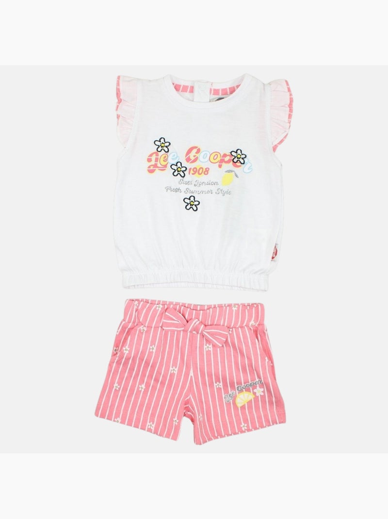Lee Cooper - Ensemble bébé t-shirt et short Rose - Kiabi