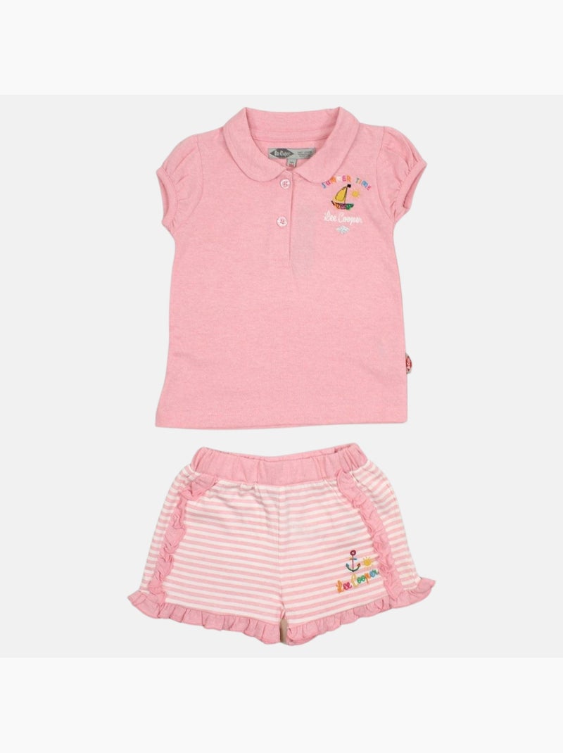 Lee Cooper - Ensemble bébé t-shirt et short Rose - Kiabi