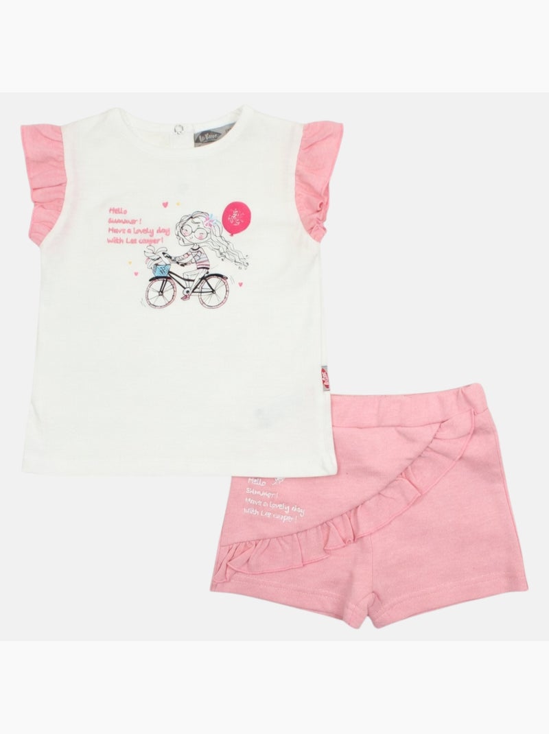 Lee Cooper - Ensemble bébé t-shirt et short Rose - Kiabi