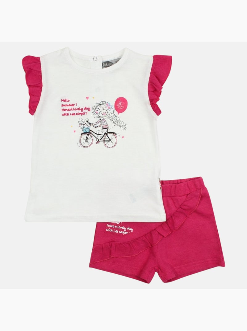 Lee Cooper - Ensemble bébé t-shirt et short Rose fushia - Kiabi