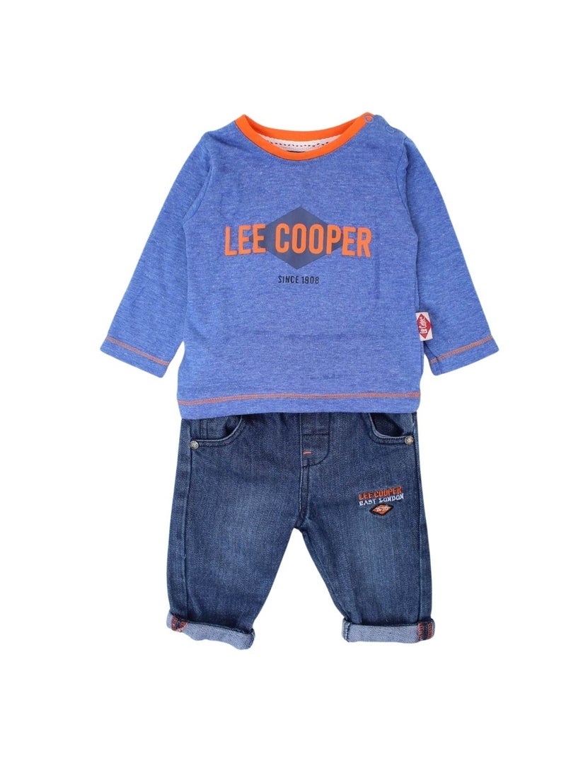 Lee Cooper - Ensemble bébé t-shirt manches longues avec veste et pantalon Bleu marine - Kiabi