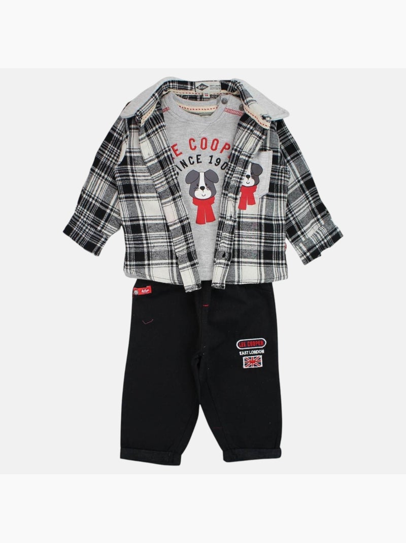 Lee Cooper - Ensemble bébé t-shirt manches longues avec veste et pantalon Gris - Kiabi