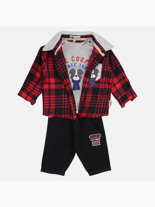 Lee Cooper - Ensemble bébé t-shirt manches longues avec veste et pantalon - Kiabi
