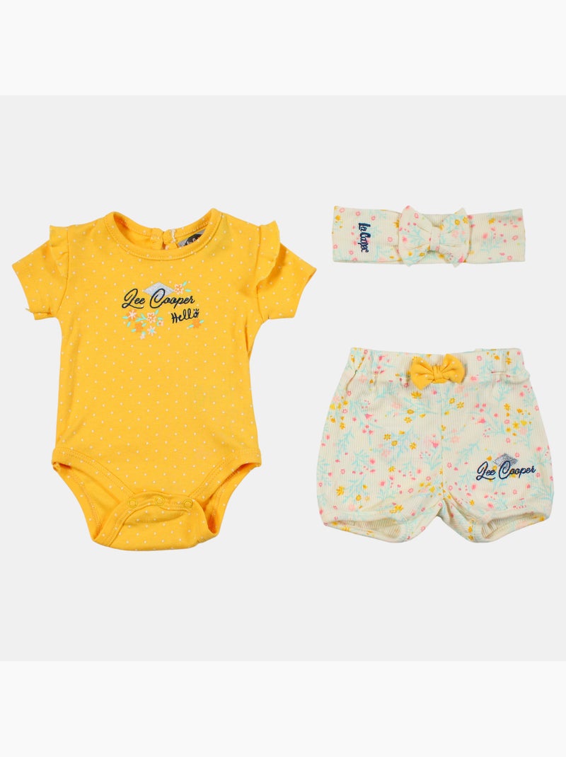 Lee Cooper - Ensemble body et short fille avec motifs floraux Jaune - Kiabi