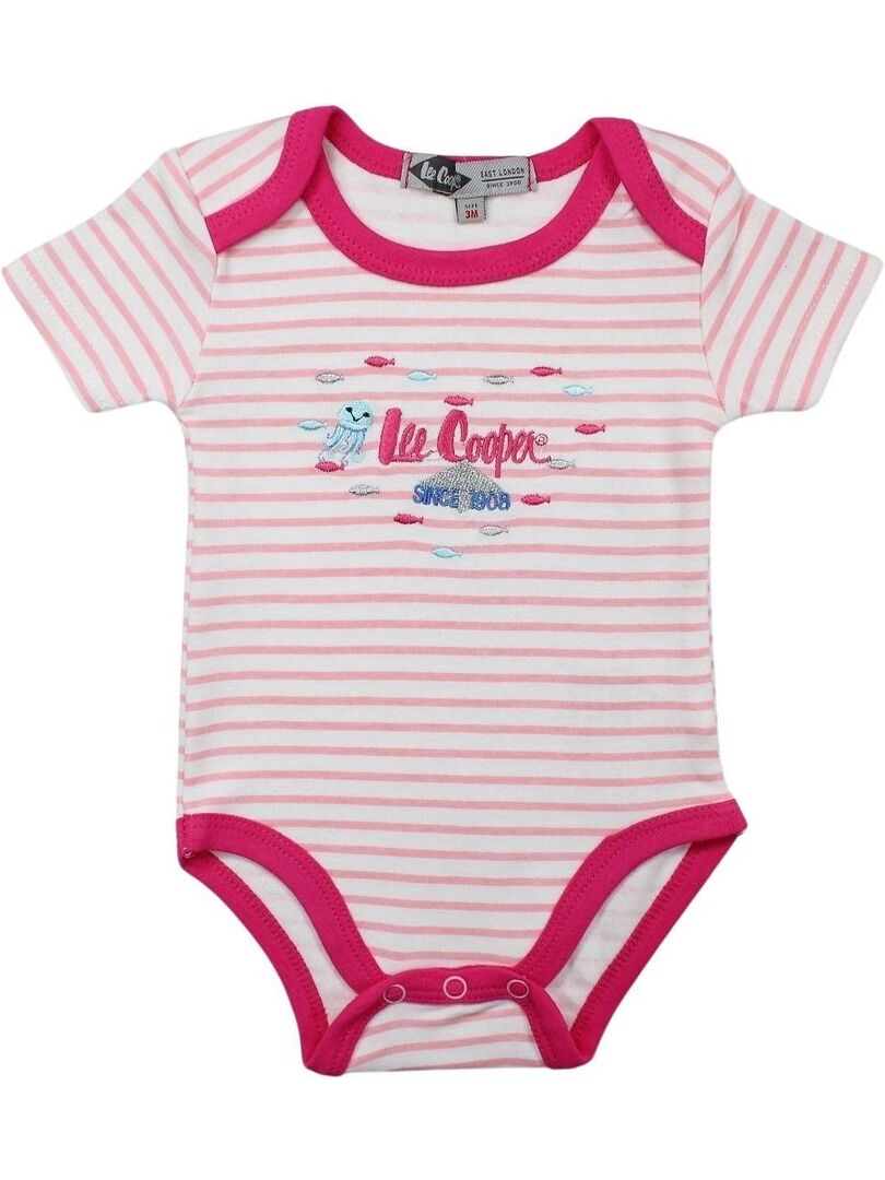 Lee Cooper - Ensemble ​​Body grenouillère bavoir bébé fille Imprimé Logo