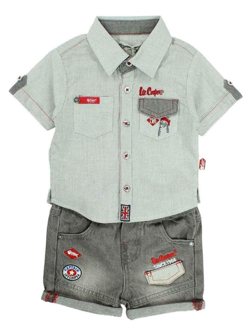 Lee Cooper - Ensemble ​​Chemise short Imprimé Logo Gris - Kiabi