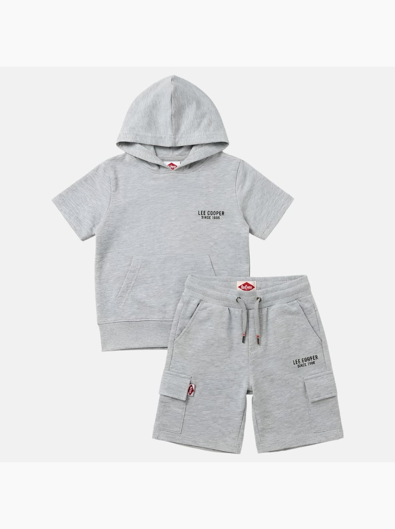 Lee Cooper - Ensemble de 2 pièces Sweat à capuche manches courtes + short Gris - Kiabi