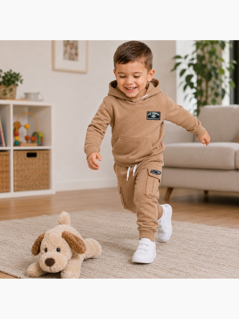 Lee Cooper - Ensemble de jogging, sweat à capuche et pantalon garçon Beige - Kiabi