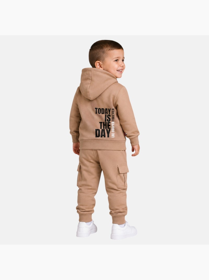 Lee Cooper - Ensemble de jogging, sweat à capuche et pantalon garçon Beige - Kiabi