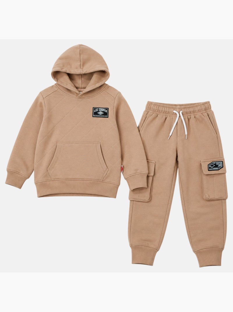 Lee Cooper - Ensemble de jogging, sweat à capuche et pantalon garçon Beige - Kiabi