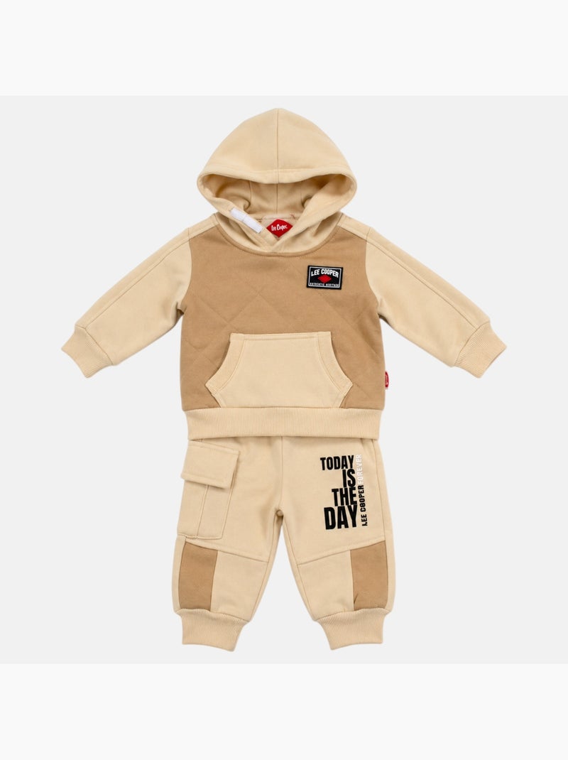 Lee Cooper - Ensemble de jogging, sweat à capuche et pantalon garçon Beige - Kiabi