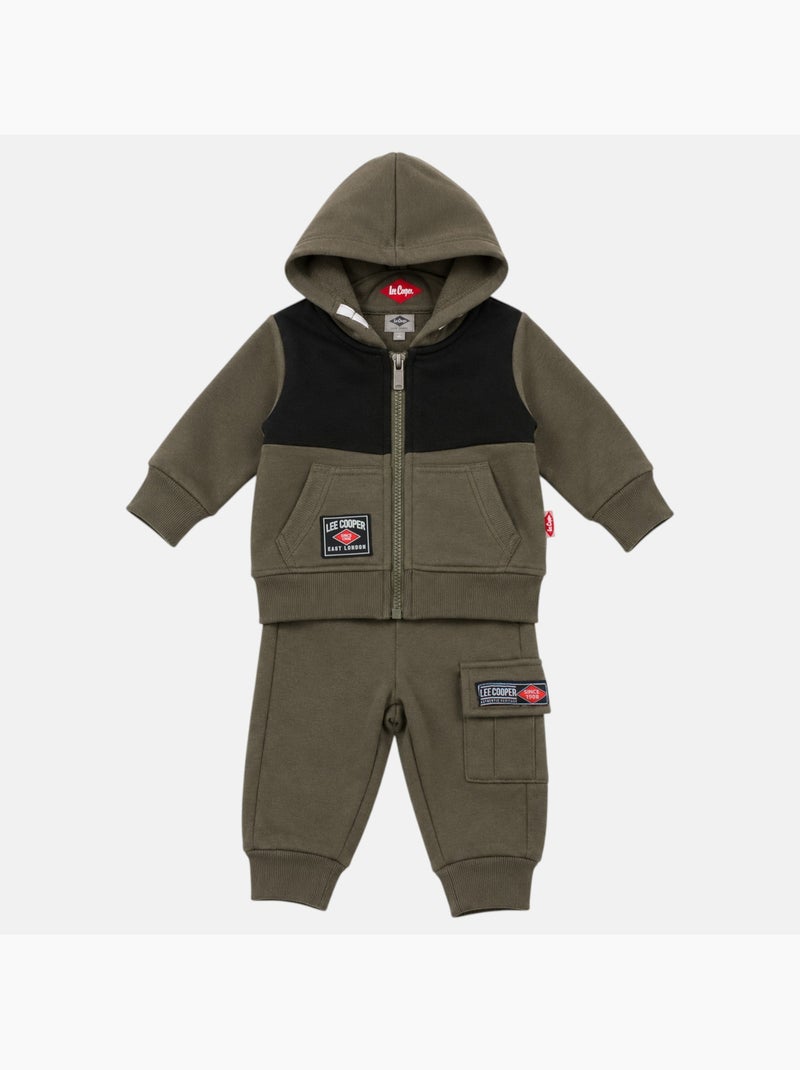 Lee Cooper - Ensemble de jogging, veste à capuche et pantalon garçon Kaki - Kiabi