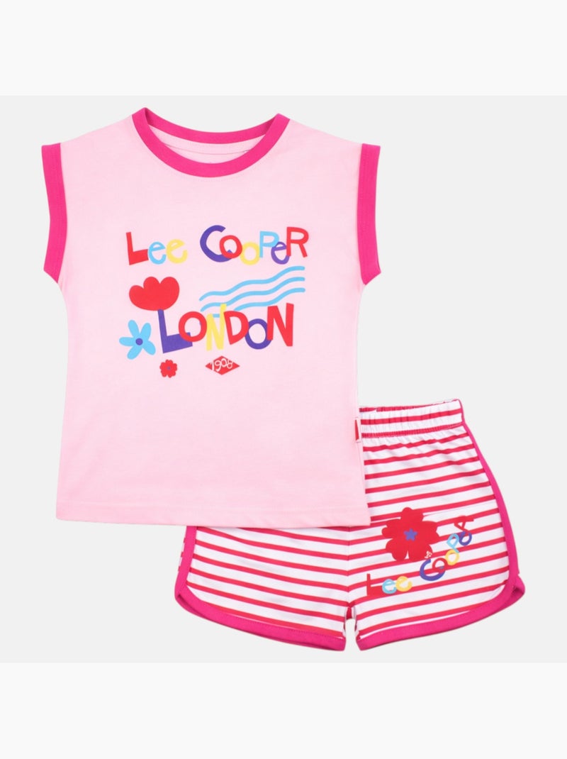 Lee Cooper - Ensemble fille composé d un débardeur et d un short Rose - Kiabi