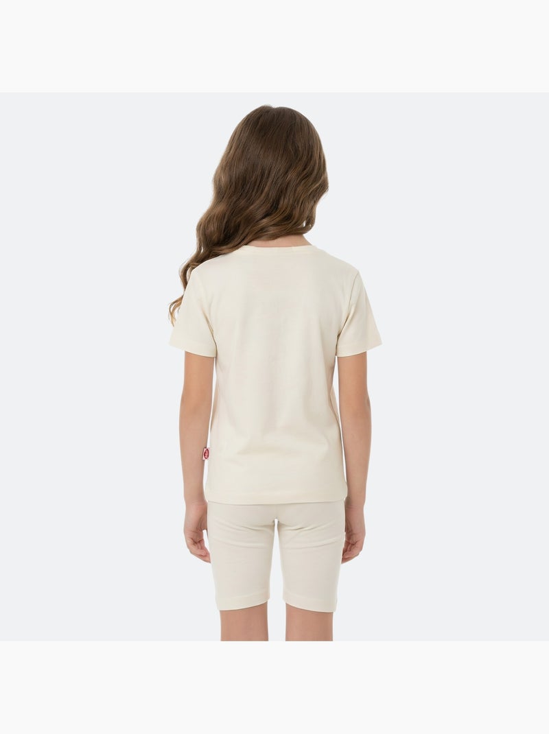Lee Cooper - Ensemble fille T-shirt manches courtes et bermuda Beige - Kiabi