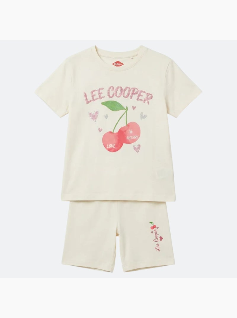 Lee Cooper - Ensemble fille T-shirt manches courtes et bermuda Beige - Kiabi