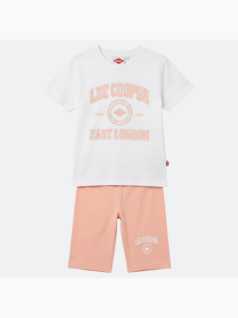 Lee Cooper - Ensemble fille T-shirt manches courtes et bermuda Blanc - Kiabi