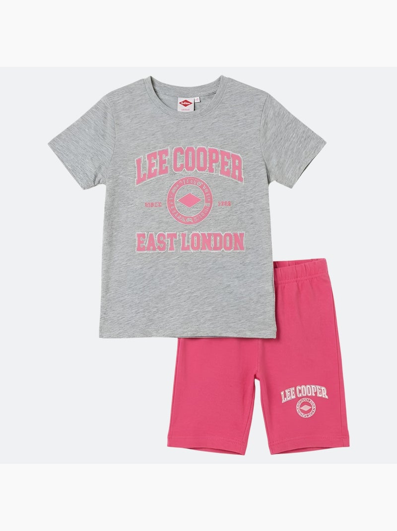 Lee Cooper - Ensemble fille T-shirt manches courtes et bermuda Gris - Kiabi