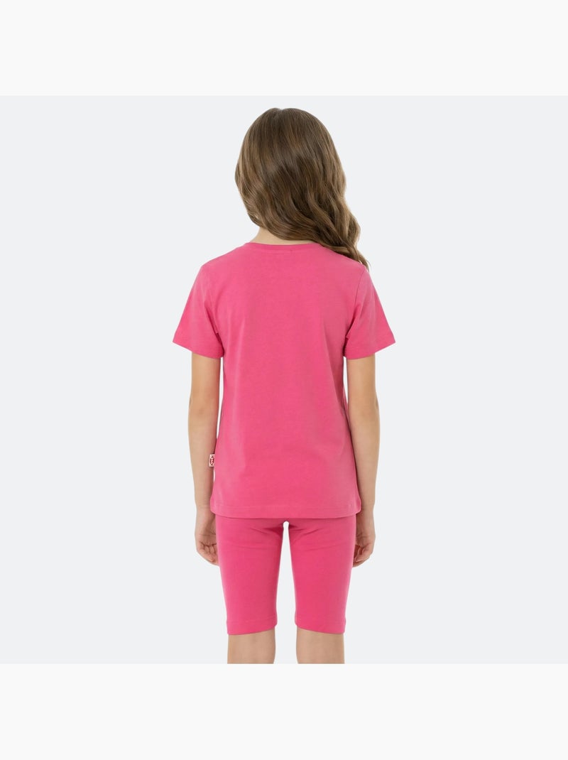 Lee Cooper - Ensemble fille T-shirt manches courtes et bermuda Rose fushia - Kiabi