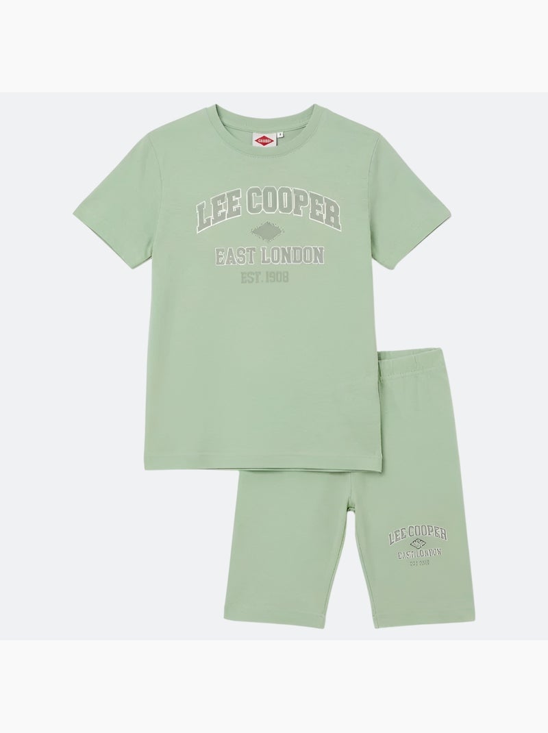 Lee Cooper - Ensemble fille T-shirt manches courtes et bermuda Vert - Kiabi