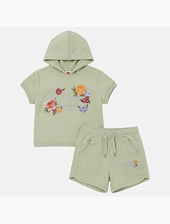 Lee Cooper - Ensemble fille T-shirt manches courtes zippé à capuche et shor