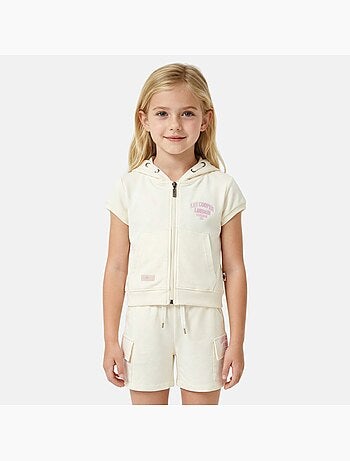 Lee Cooper - Ensemble fille T-shirt manches courtes zippé à capuche et short -