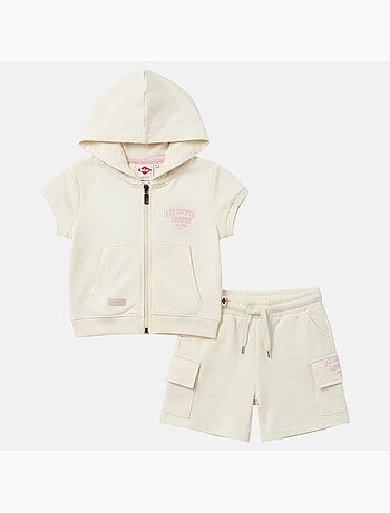 Lee Cooper - Ensemble fille T-shirt manches courtes zippé à capuche et short