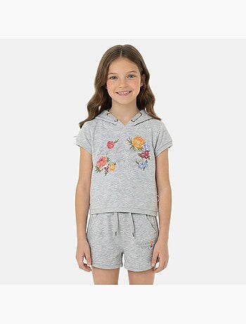 Lee Cooper - Ensemble fille T-shirt manches courtes zippé à capuche et short