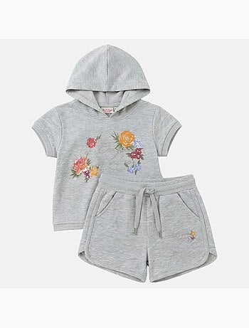 Lee Cooper - Ensemble fille T-shirt manches courtes zippé à capuche et short