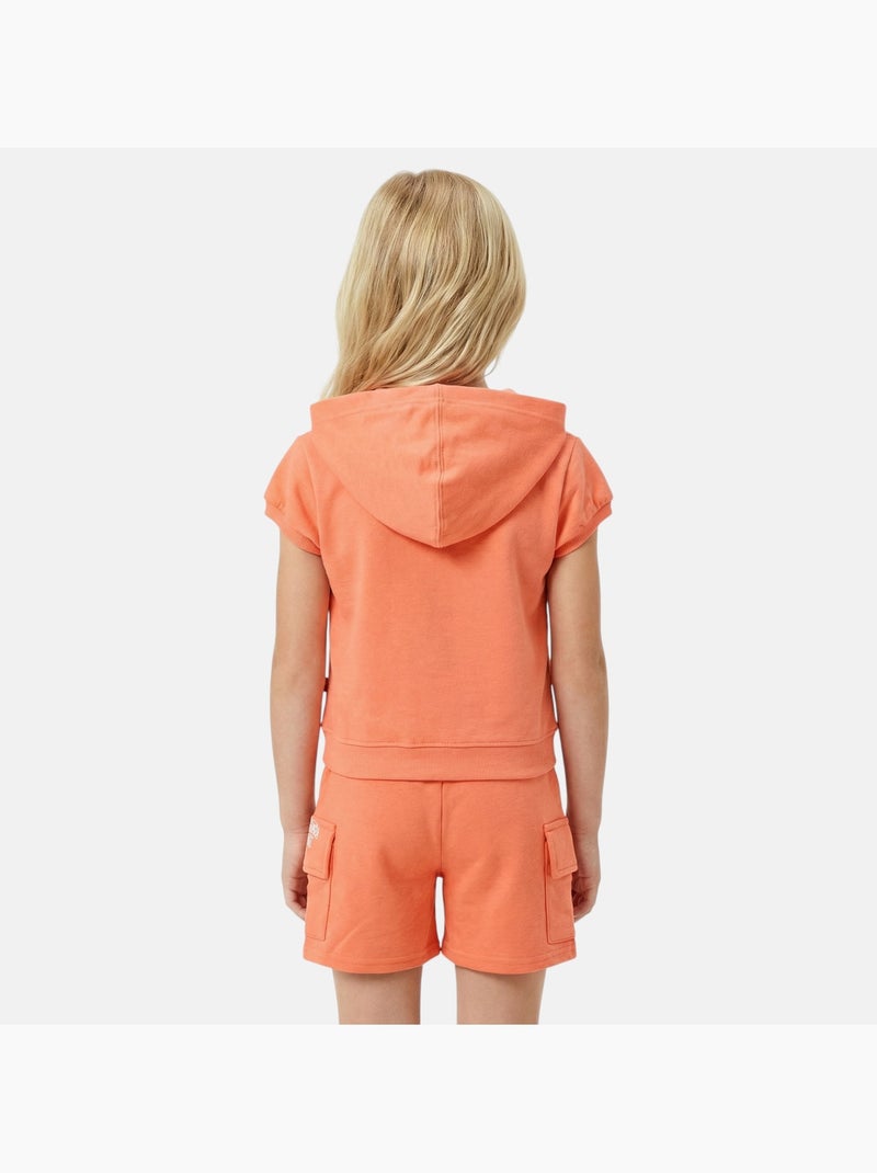 Lee Cooper - Ensemble fille T-shirt manches courtes zippé à capuche et short Orange - Kiabi