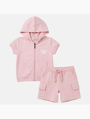 Lee Cooper - Ensemble fille T-shirt manches courtes zippé à capuche et short