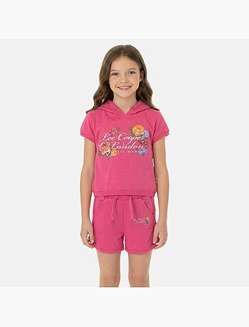 Lee Cooper - Ensemble fille T-shirt manches courtes zippé à capuche et short