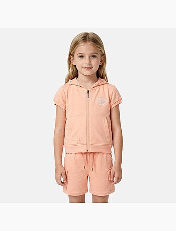 Lee Cooper - Ensemble fille T-shirt manches courtes zippé à capuche et short
