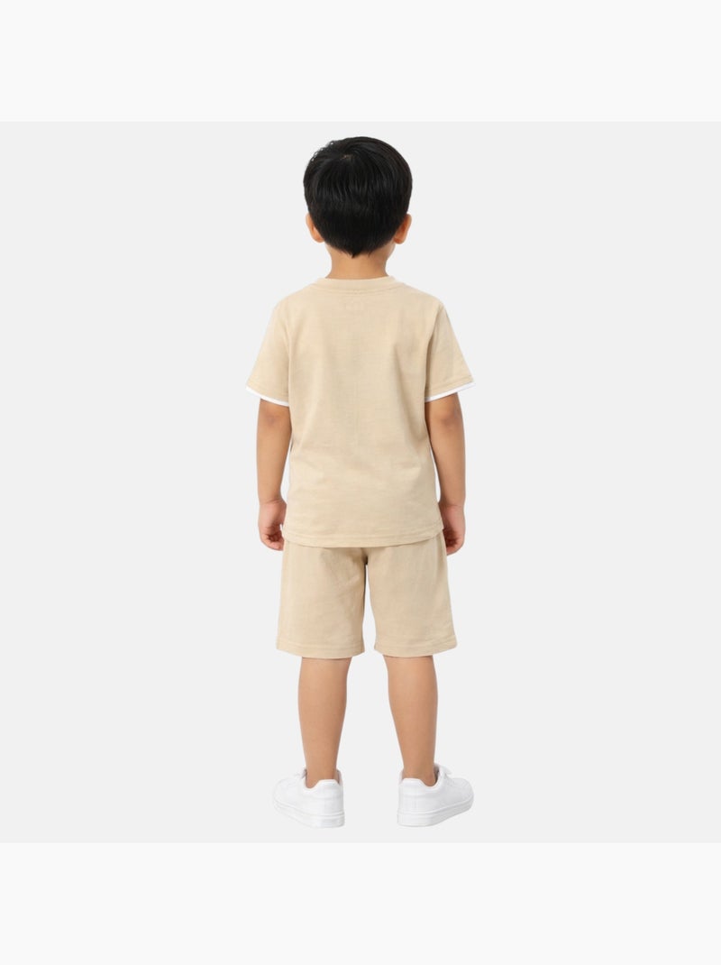 Lee Cooper - Ensemble garçon avec T shirt manches courtes et avec short Beige - Kiabi
