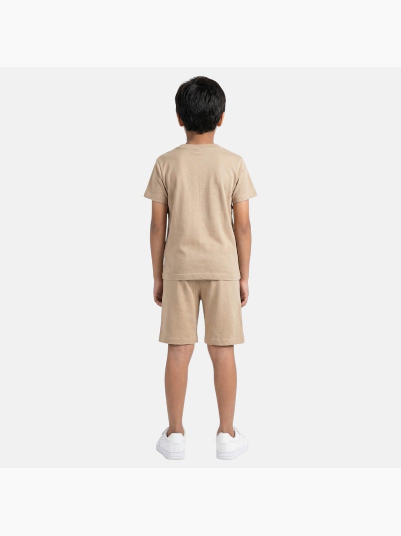 Lee Cooper - Ensemble garçon avec T shirt manches courtes et short Beige - Kiabi