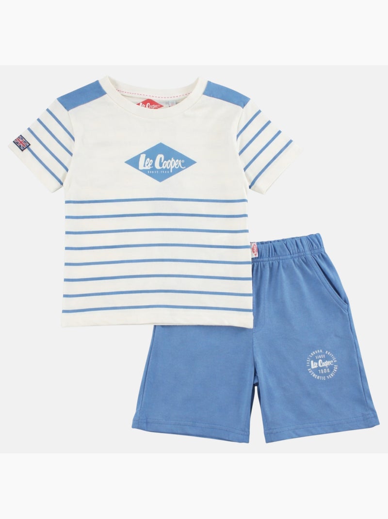 Lee Cooper - Ensemble garçon avec T shirt manches courtes et short Blanc - Kiabi