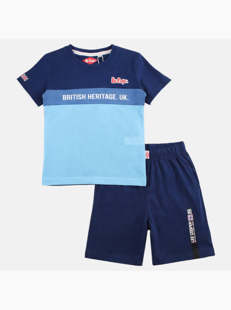 Lee Cooper - Ensemble garçon avec T shirt manches courtes et short Bleu marine - Kiabi