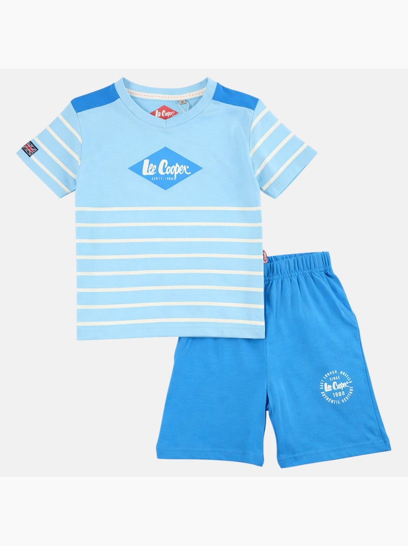 Lee Cooper - Ensemble garçon avec T shirt manches courtes et short Bleu - Kiabi