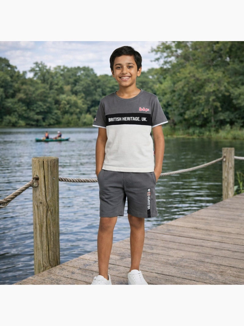Lee Cooper - Ensemble garçon avec T shirt manches courtes et short Gris - Kiabi