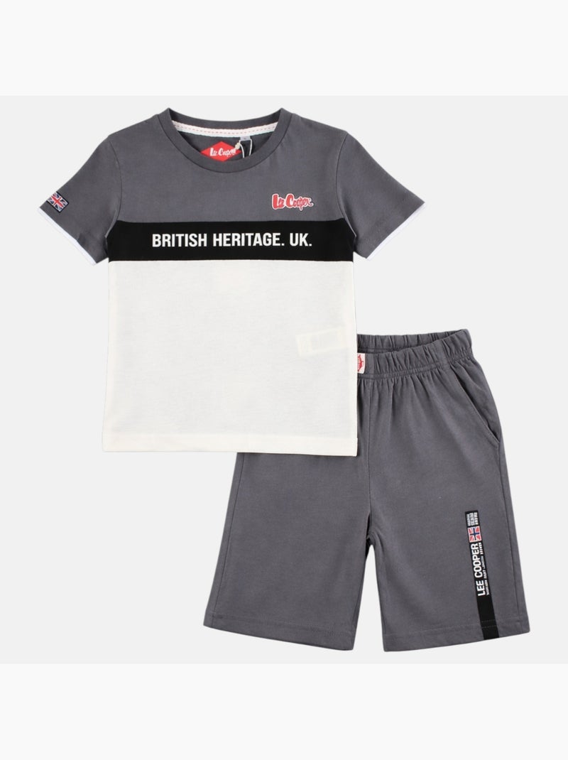 Lee Cooper - Ensemble garçon avec T shirt manches courtes et short Gris - Kiabi