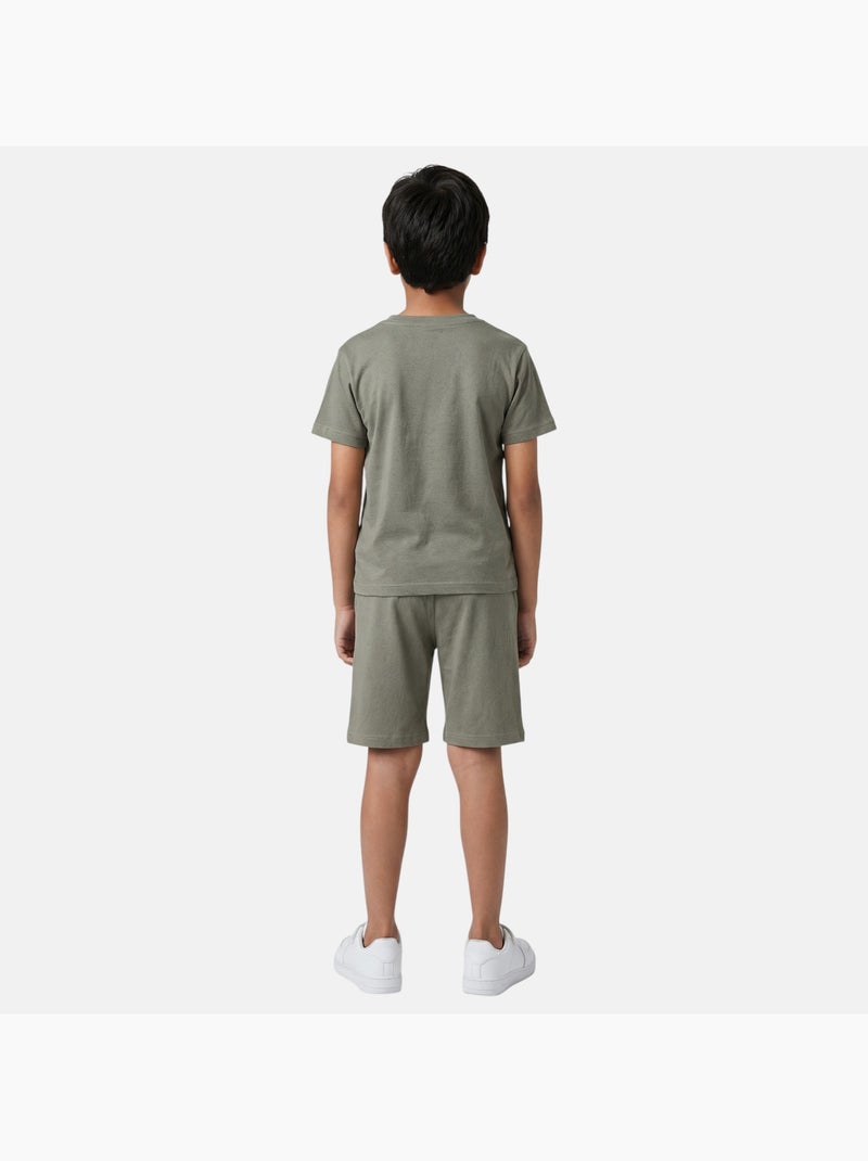 Lee Cooper - Ensemble garçon avec T shirt manches courtes et short Kaki - Kiabi