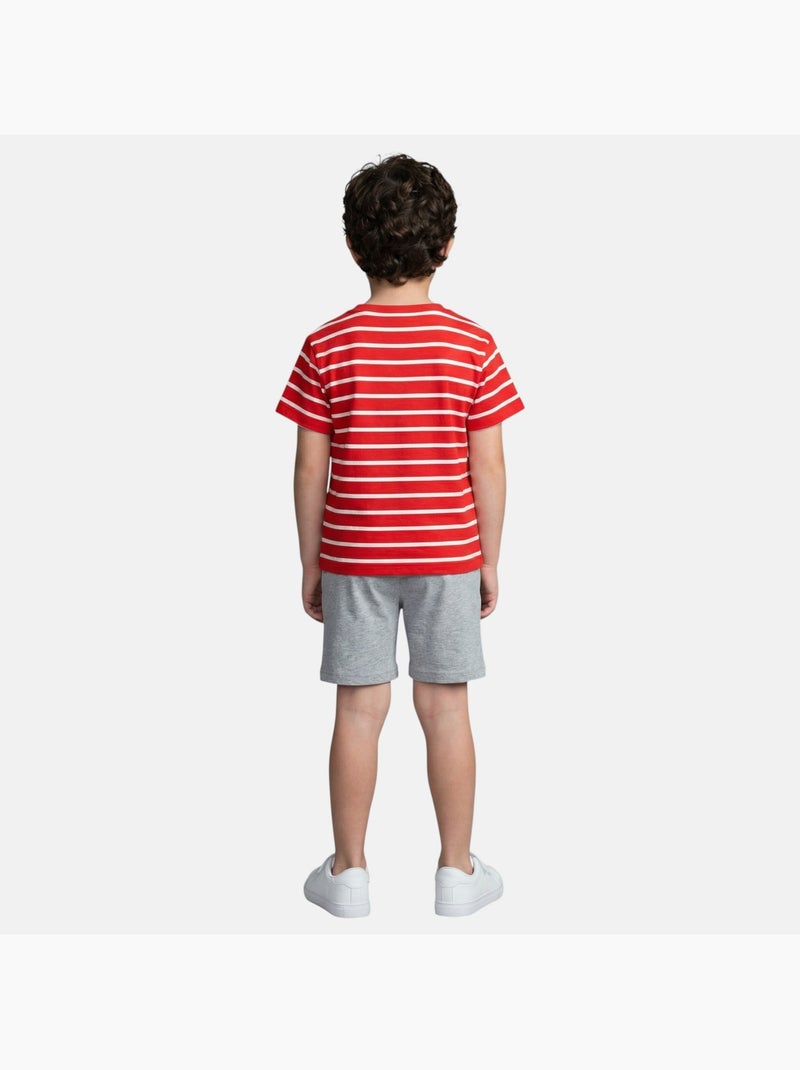 Lee Cooper - Ensemble garçon avec T shirt manches courtes et short Rouge - Kiabi